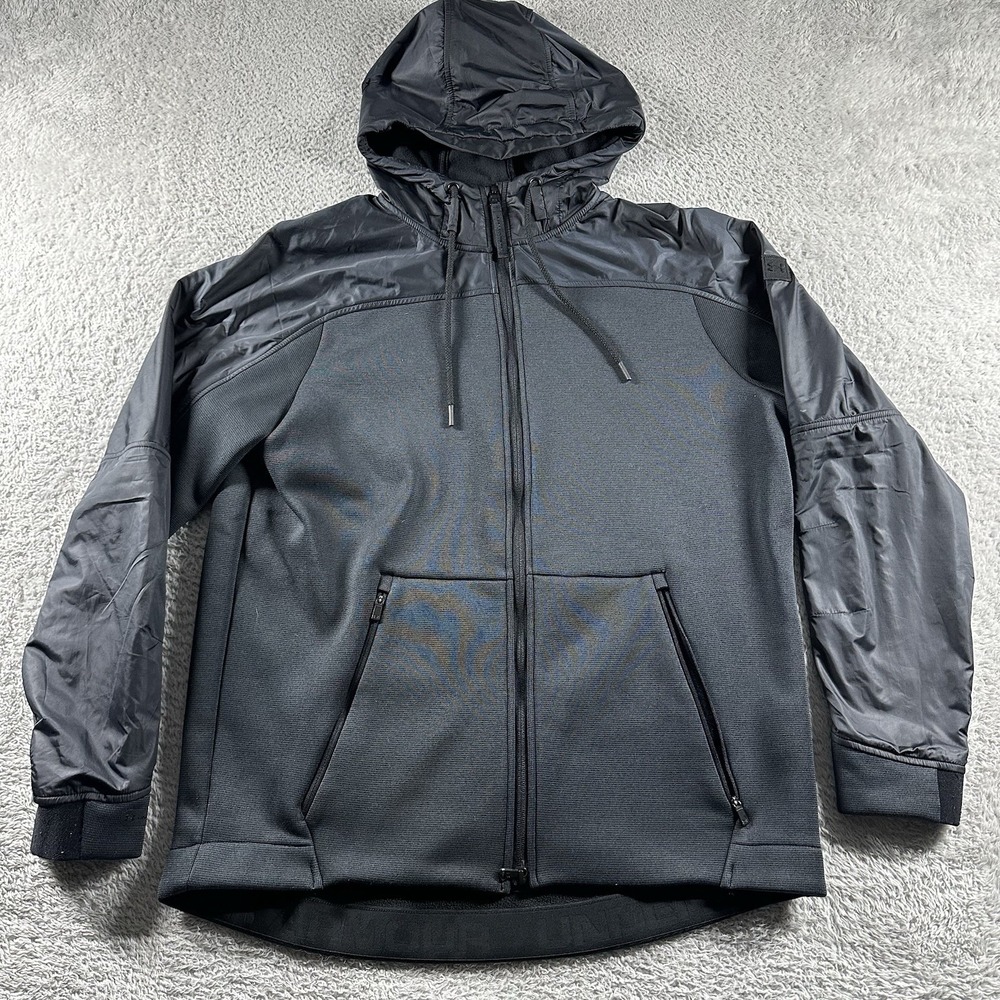 Under Armour Swat Jacket Mens Large Black Military Tech Hooded 1320710‎